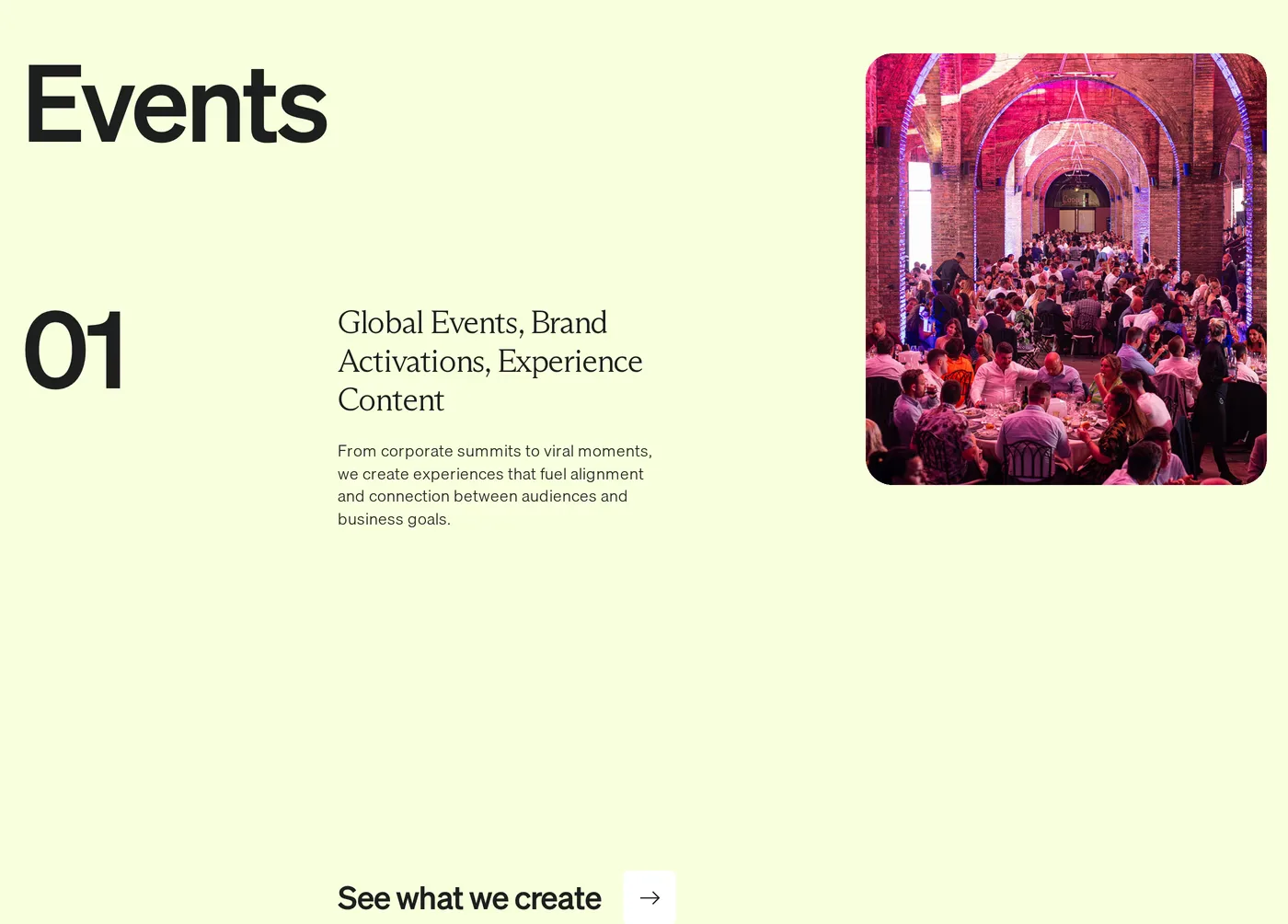 Iventions — screenshot of the events section