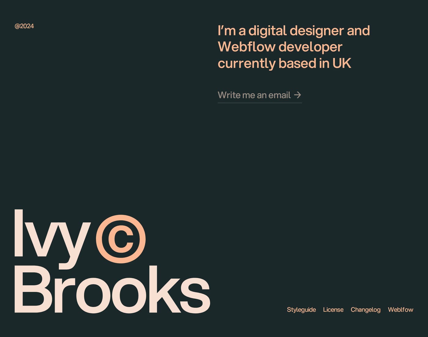 Ivy Brooks — screenshot of the hero section