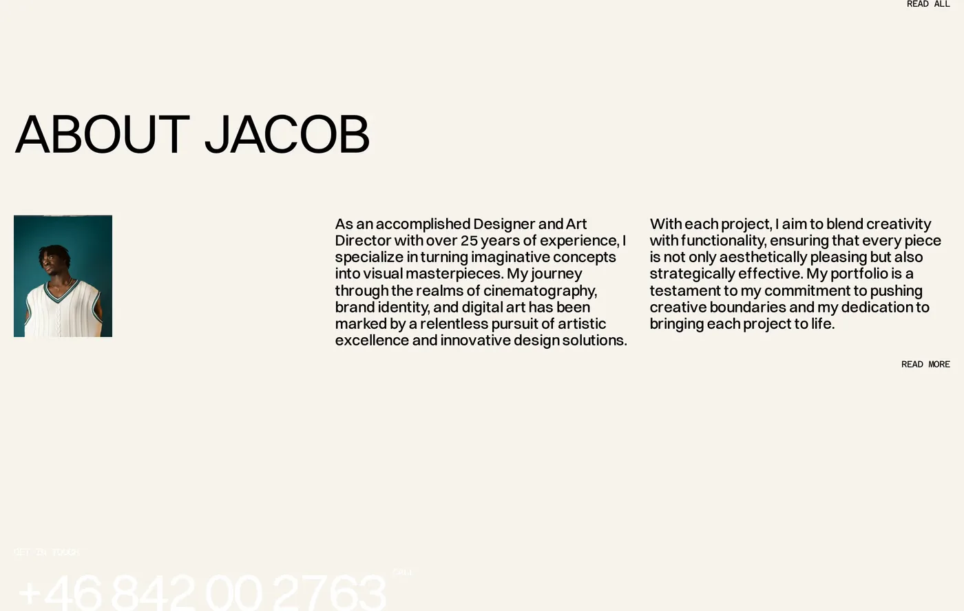 Jacob Turner — screenshot of the about section