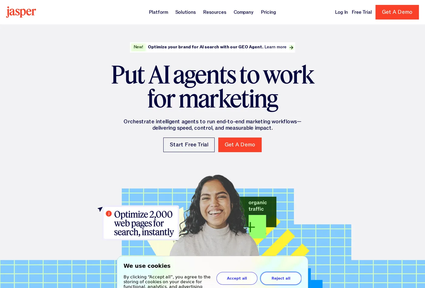 Jasper — screenshot of the hero section