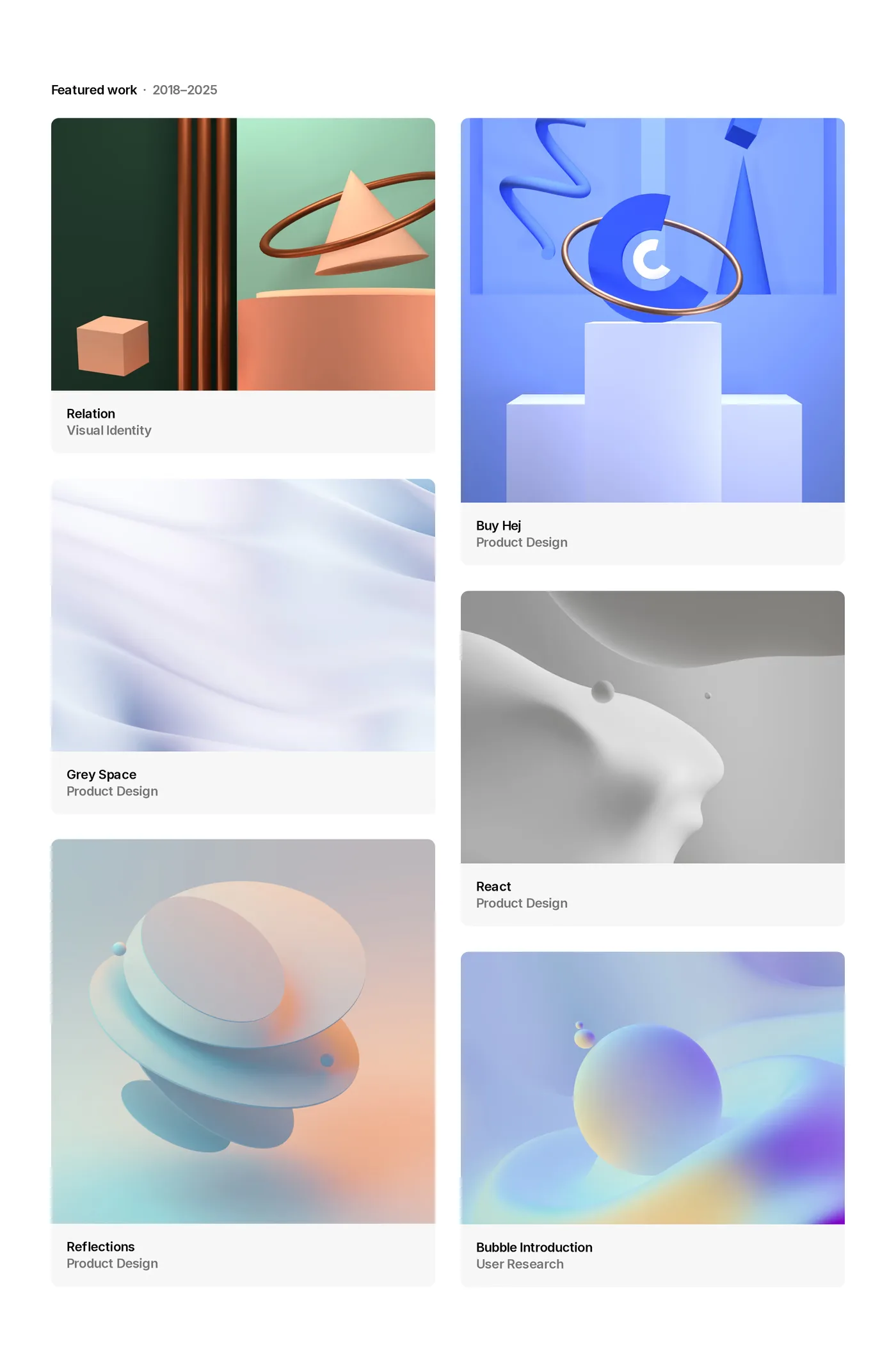 Jonas — screenshot of the portfolio section