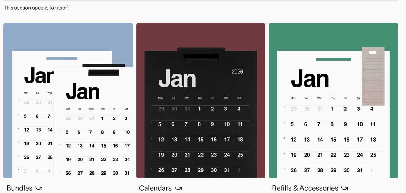 Kalstore® — screenshot of the features section