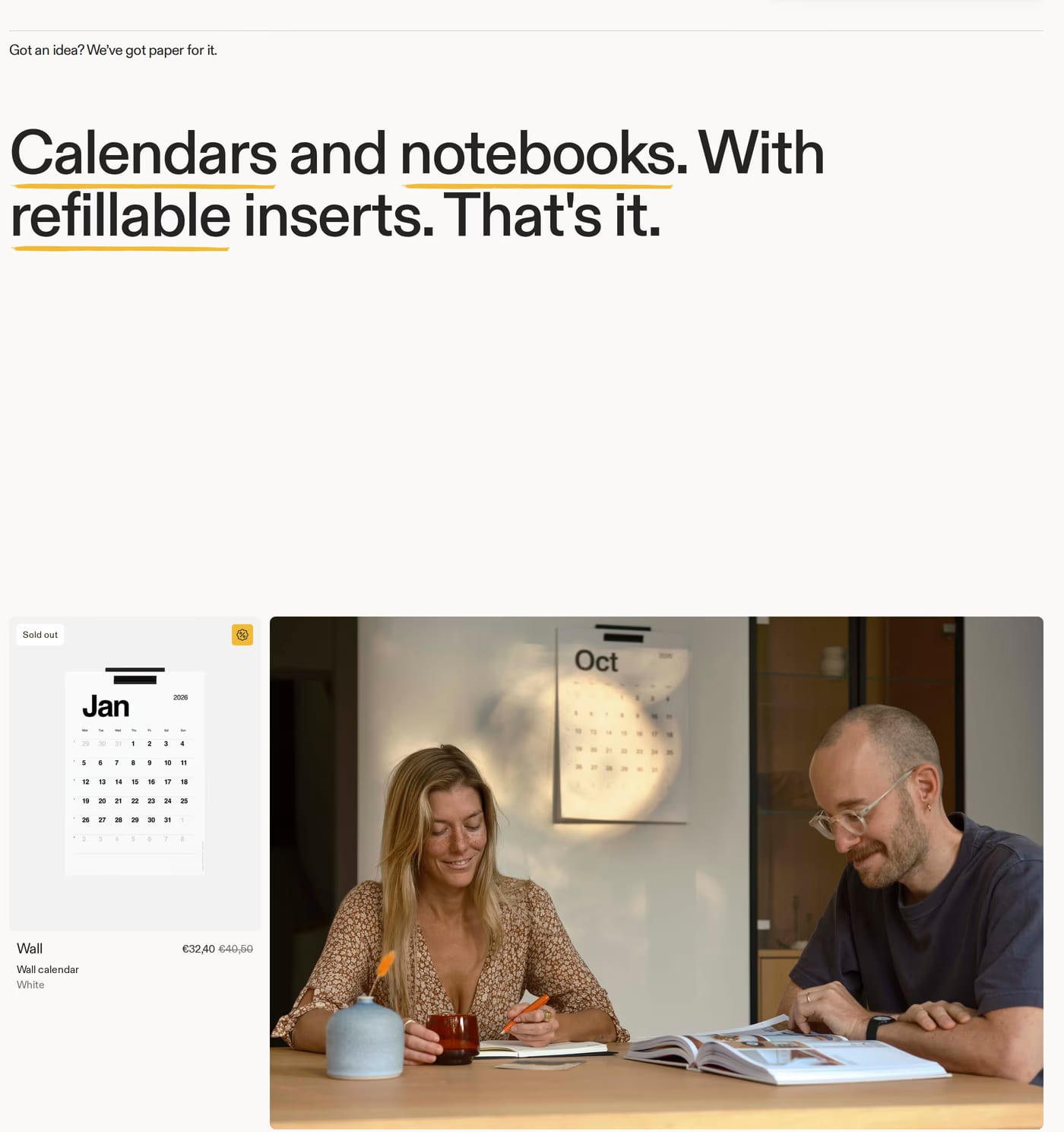 Kalstore® — screenshot of the hero section