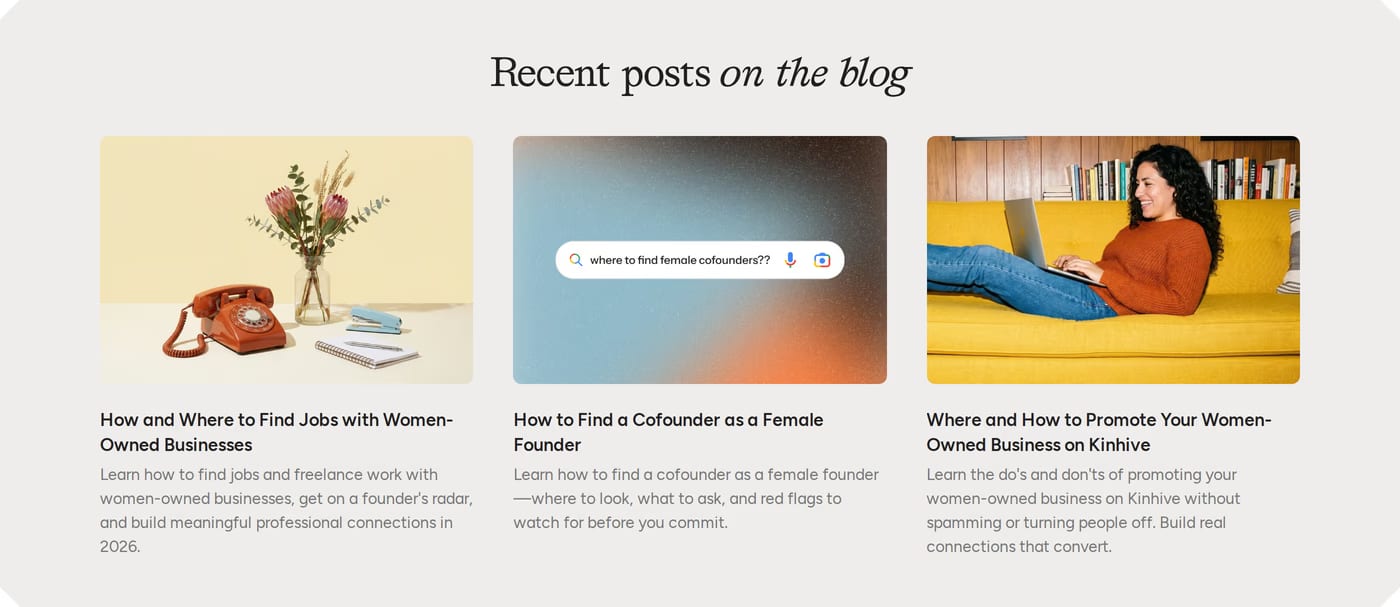 Kinhive Blog section
