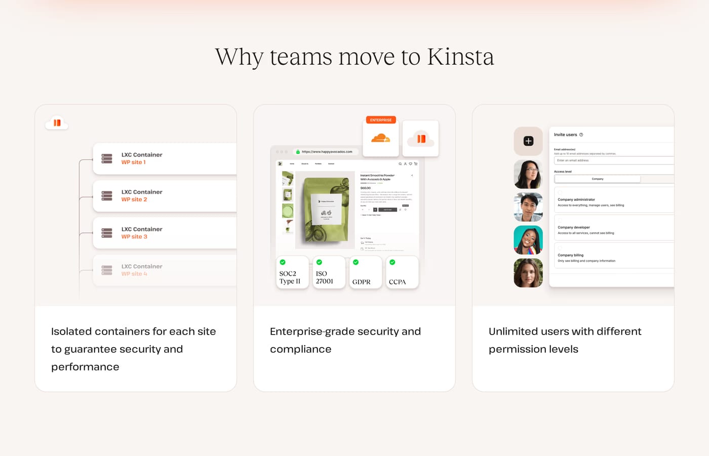 Kinsta Features section