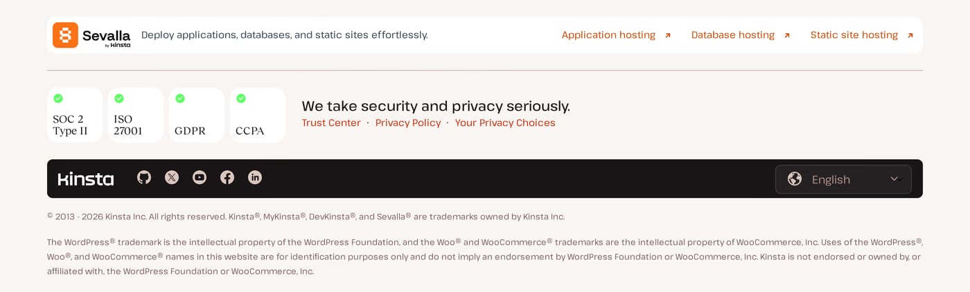 Kinsta Footer section