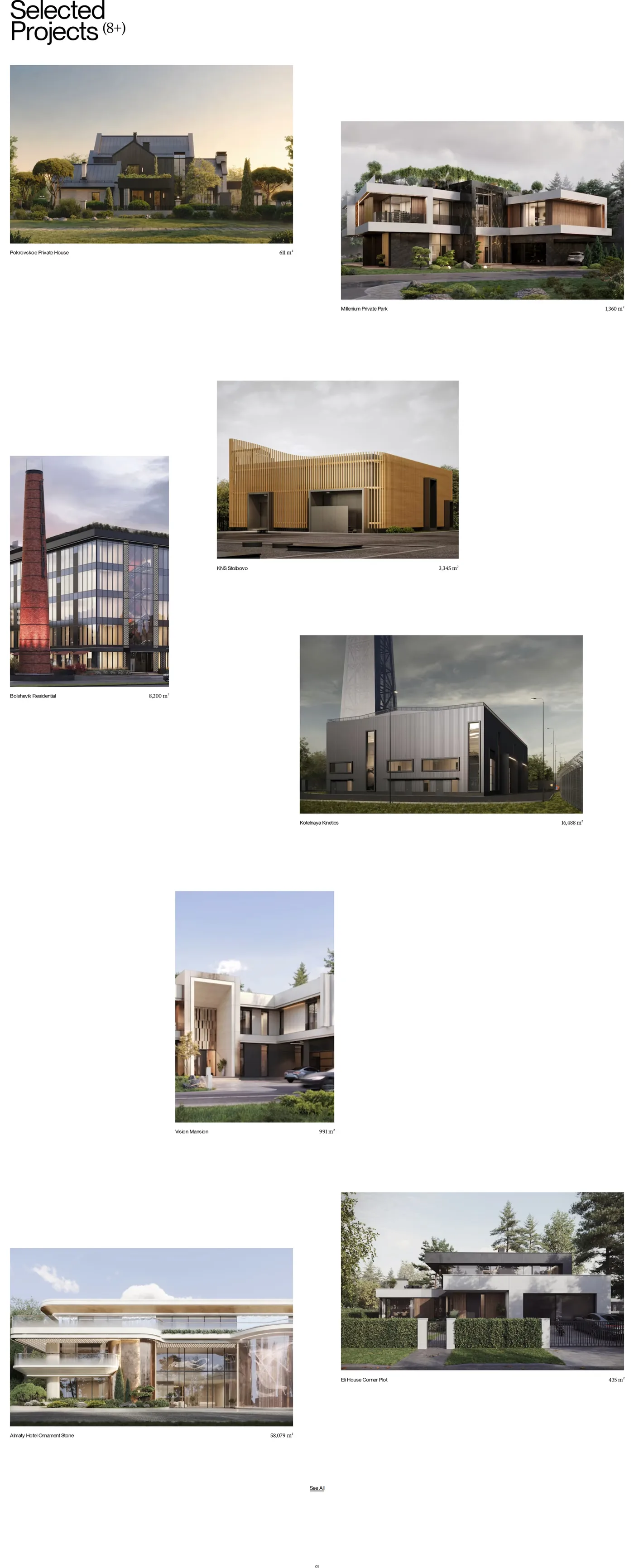 Kononenko Architectural Bureau — screenshot of the portfolio section