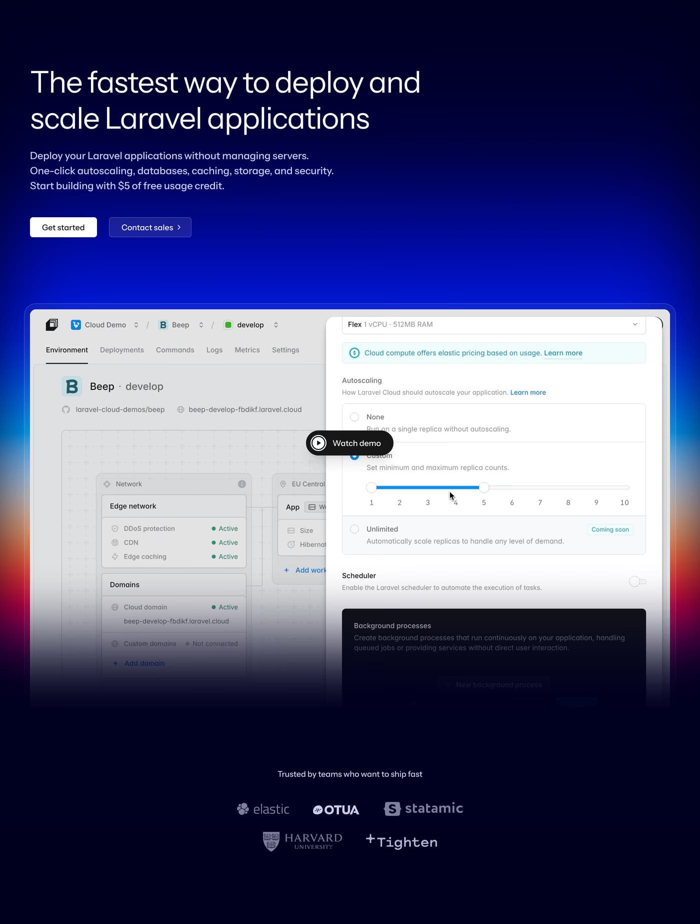 Laravel Cloud — screenshot of the hero section