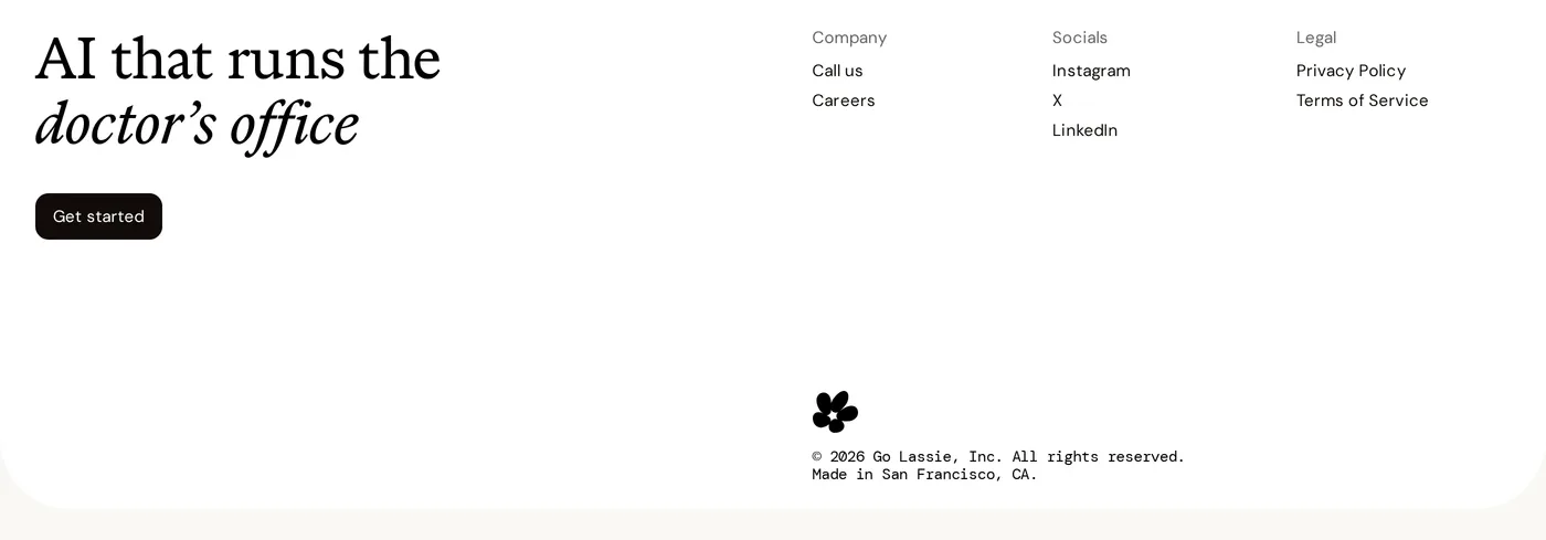 Lassie — screenshot of the footer section