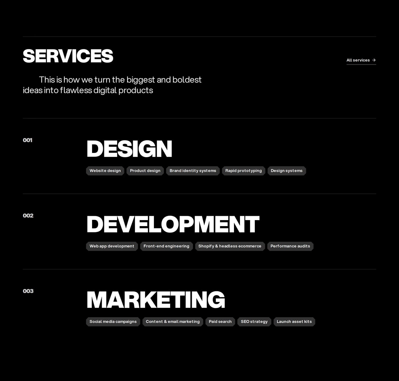 Last Studio — screenshot of the services section