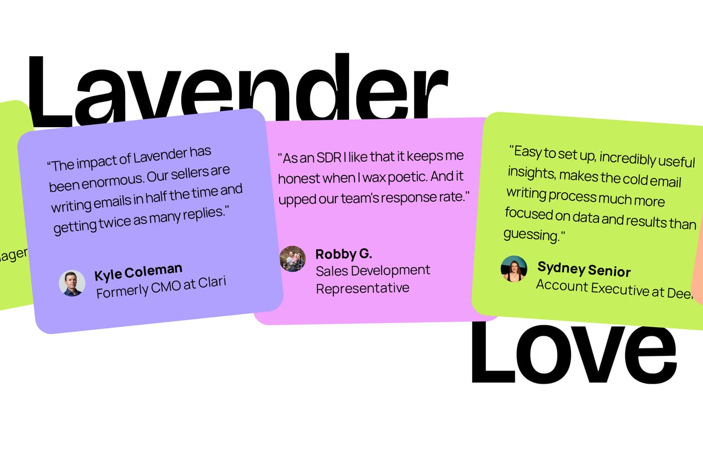 Lavender — screenshot of the testimonials section