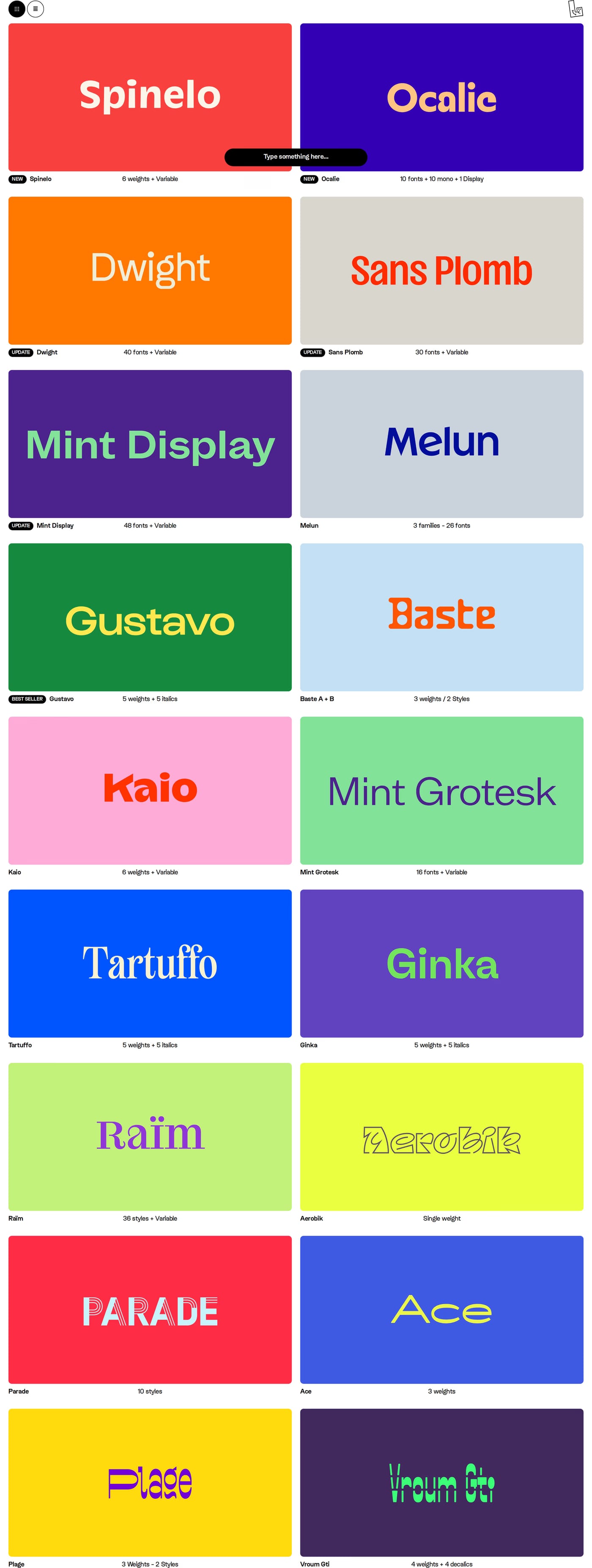 Lift Type — screenshot of the portfolio section