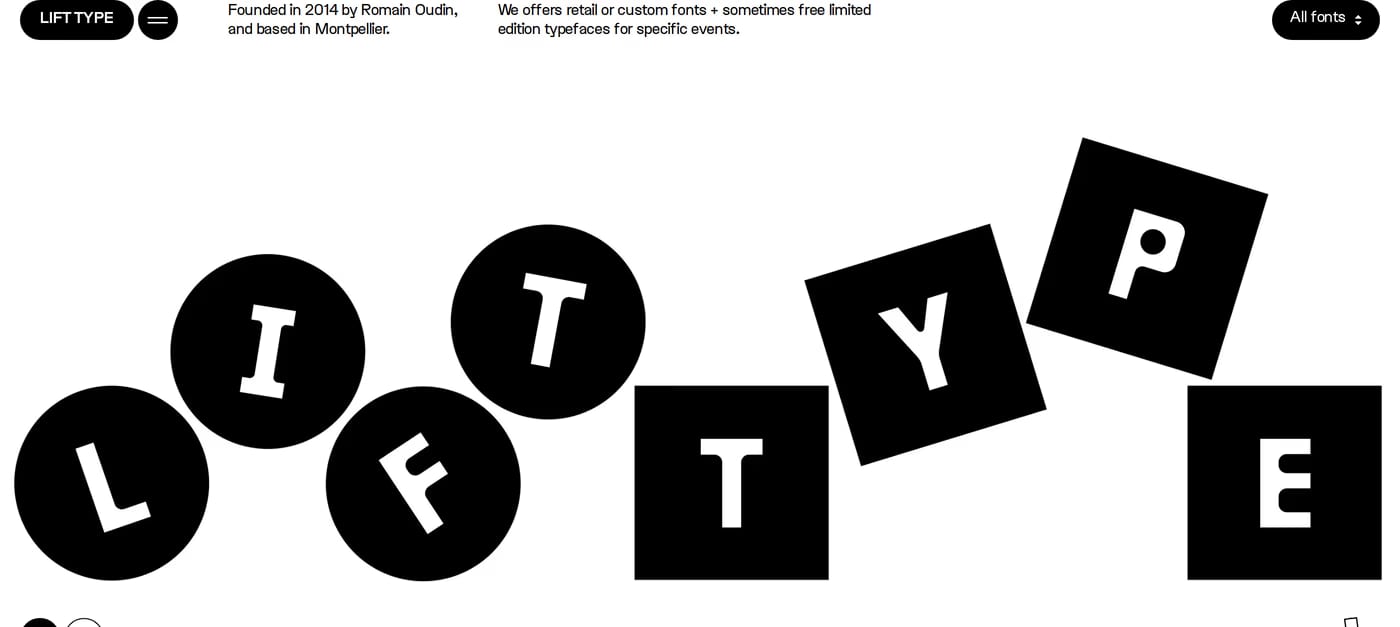 Lift Type — screenshot of the hero section