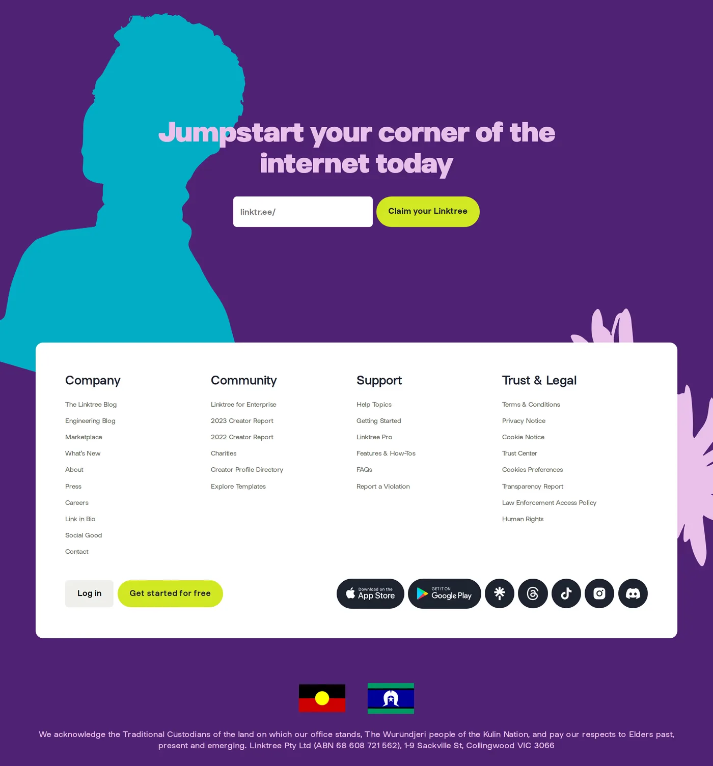 Linktree — screenshot of the footer section