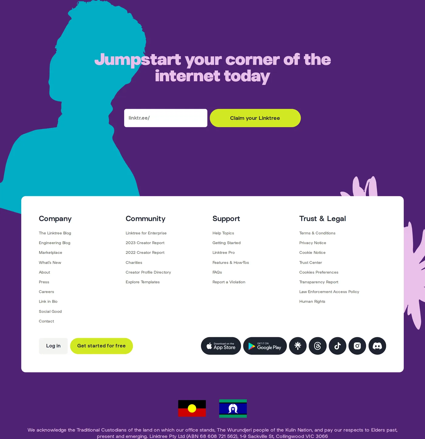 Linktree — screenshot of the hero section