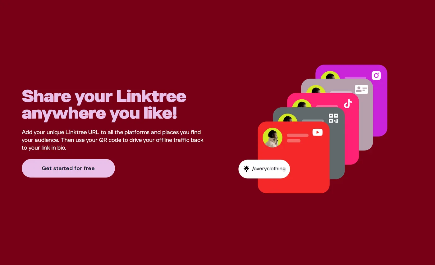 Linktree — screenshot of the hero section