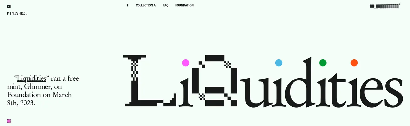 Liquidities — screenshot of the hero section