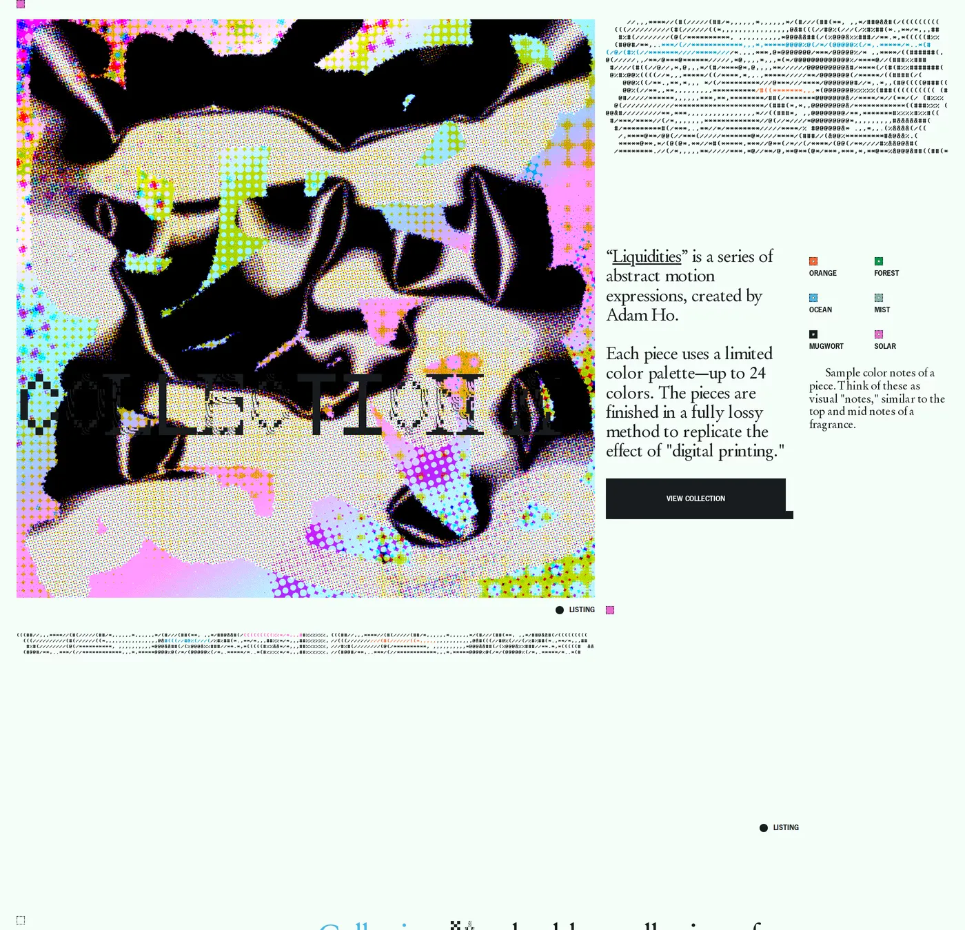 Liquidities — screenshot of the features section