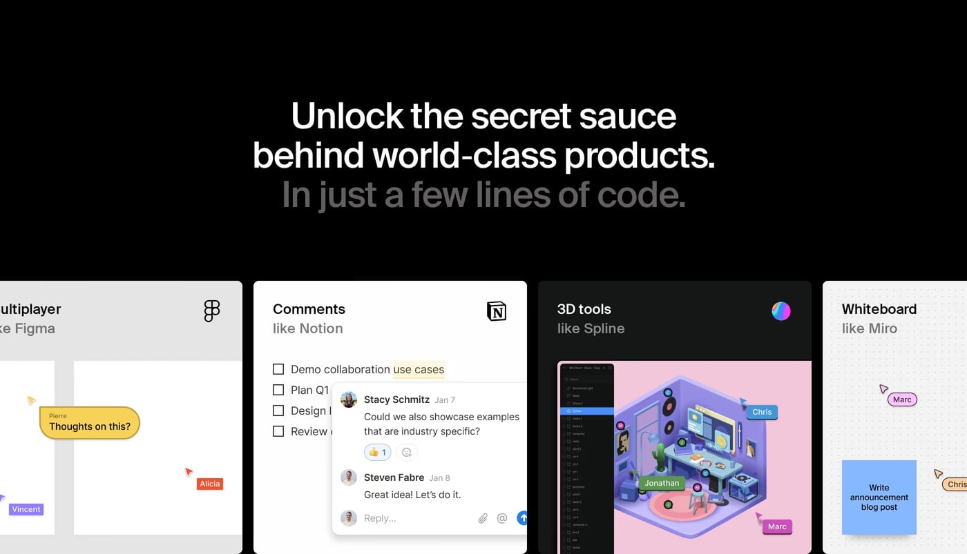 Liveblocks — screenshot of the features section
