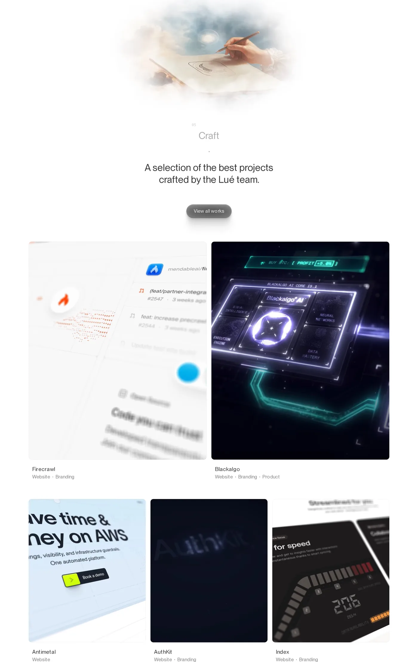 Lué Studio® — screenshot of the portfolio section