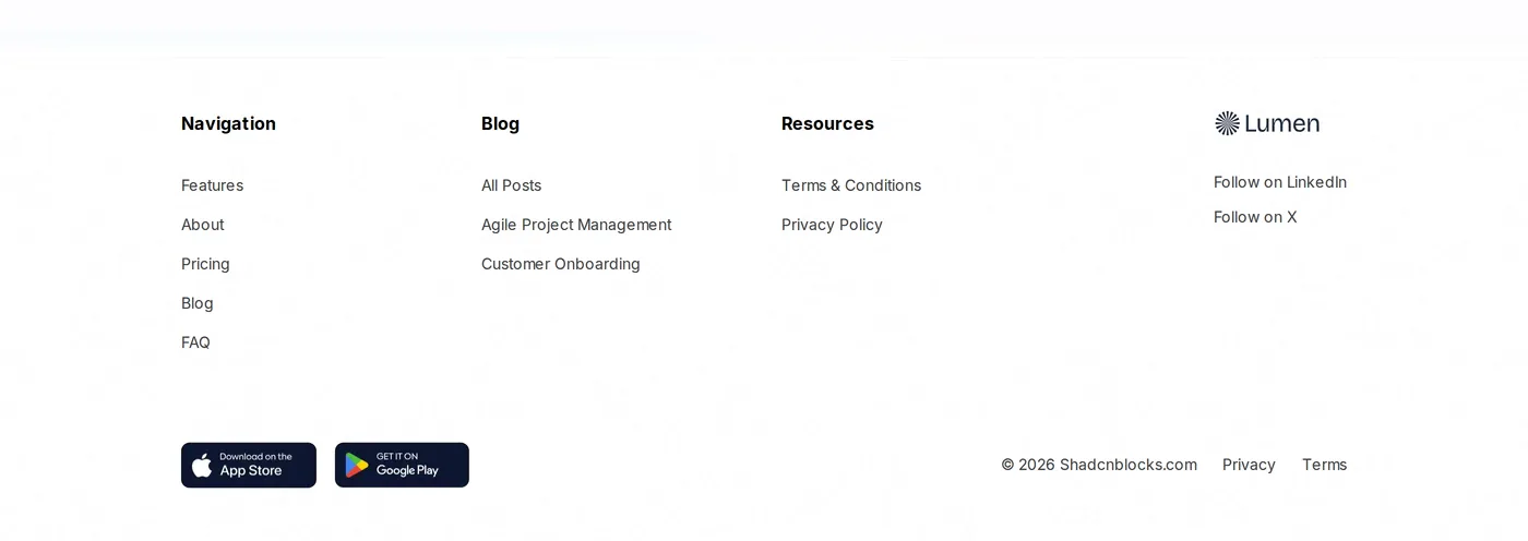 Lumen — screenshot of the footer section