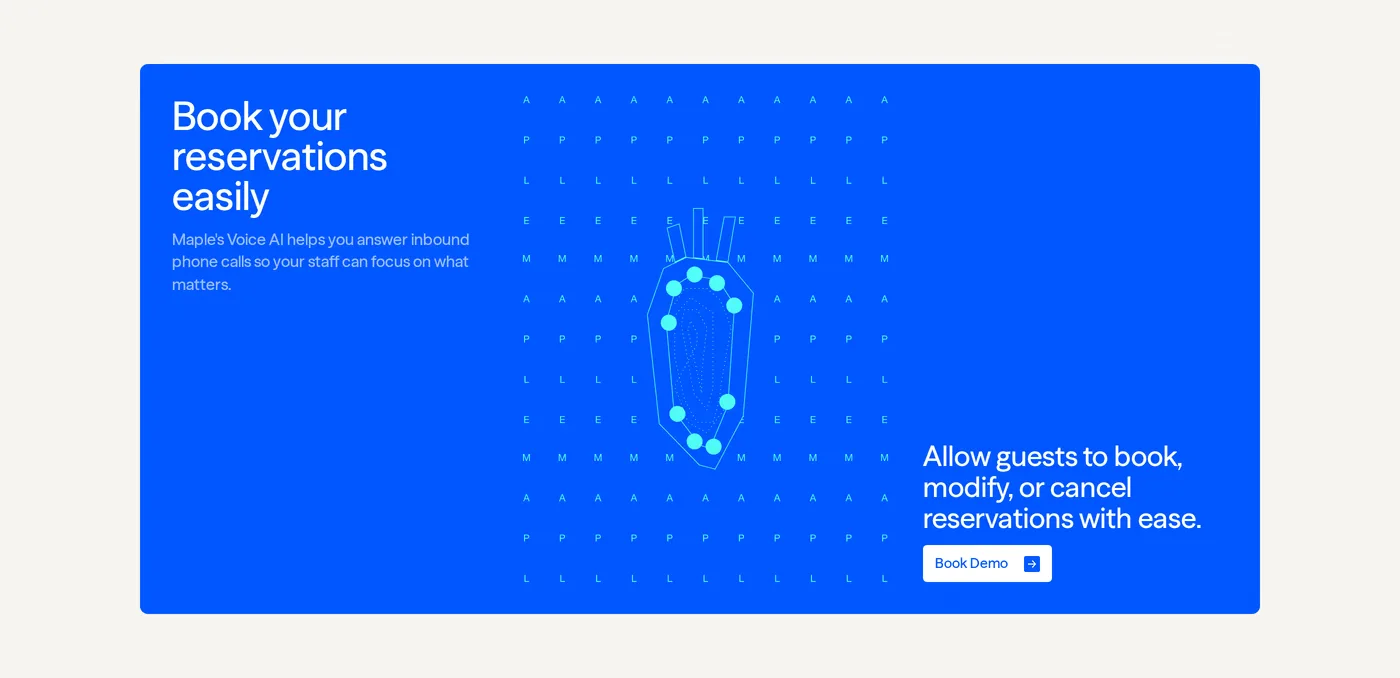 Maple — screenshot of the features section
