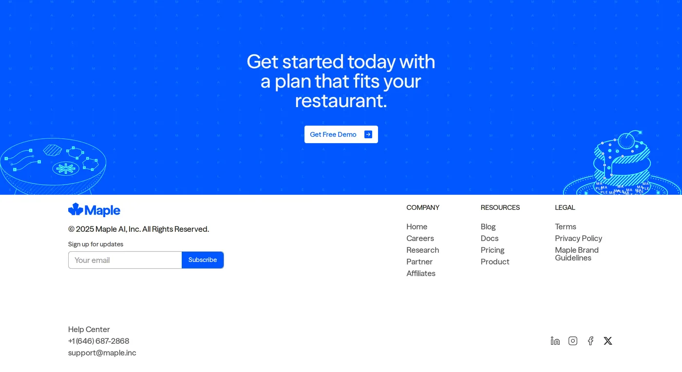 Maple — screenshot of the footer section