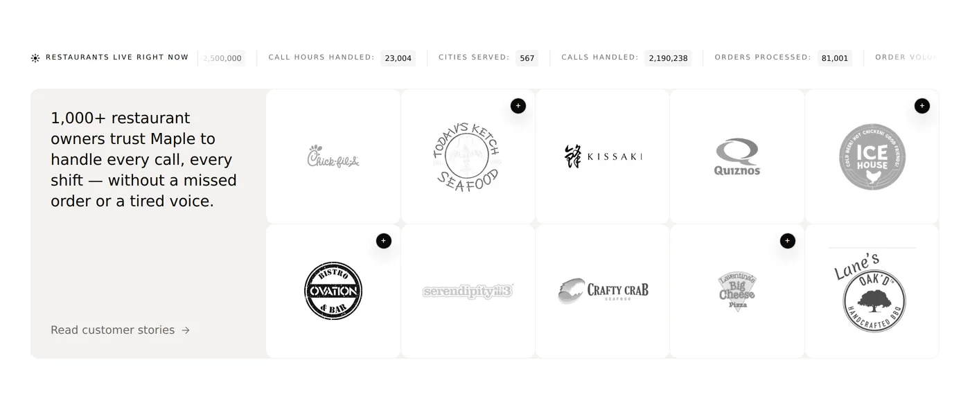 Maple — screenshot of the logos section