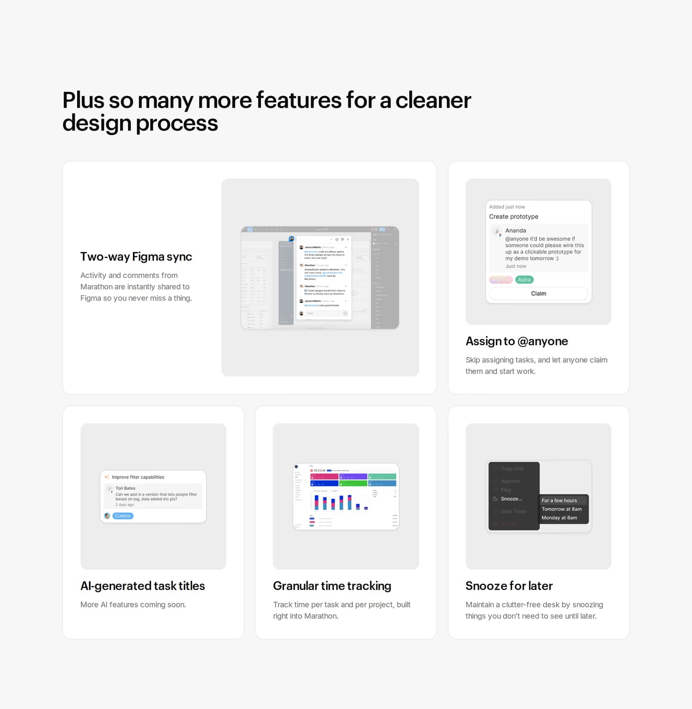 Marathon — screenshot of the features section