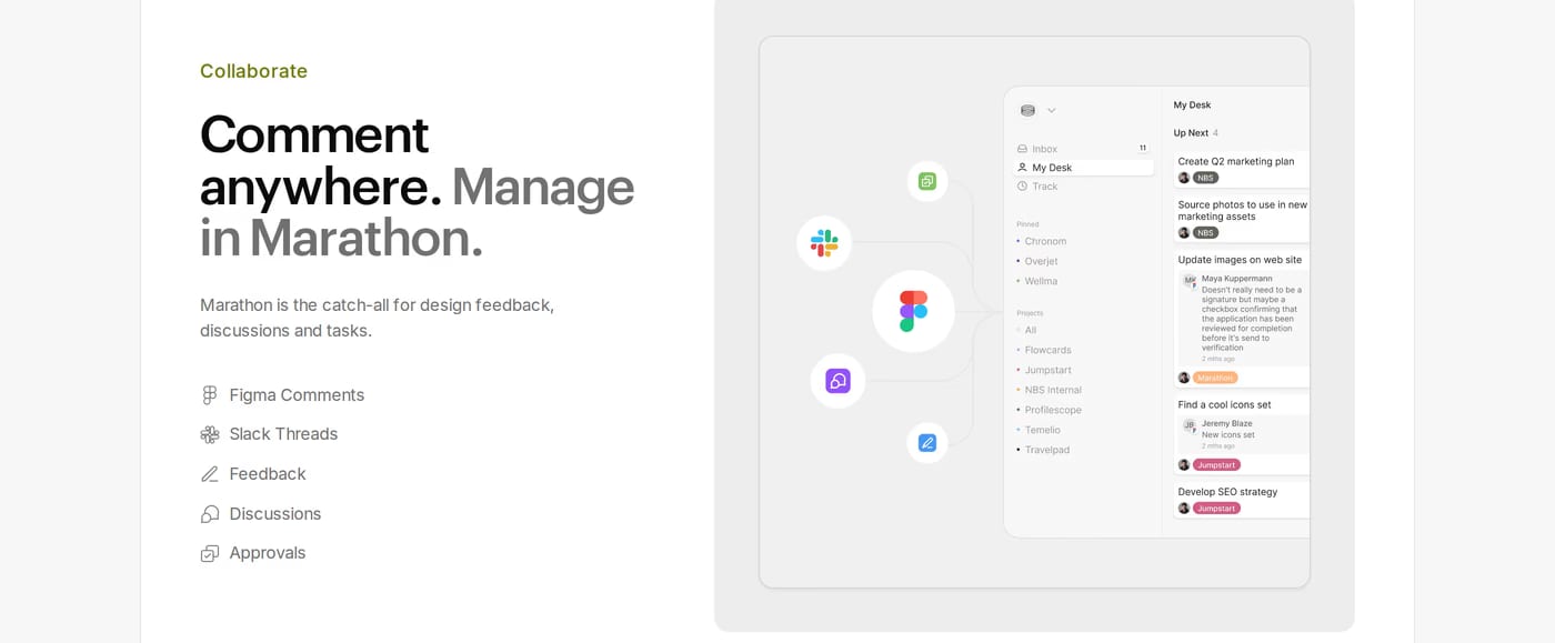 Marathon — screenshot of the features section