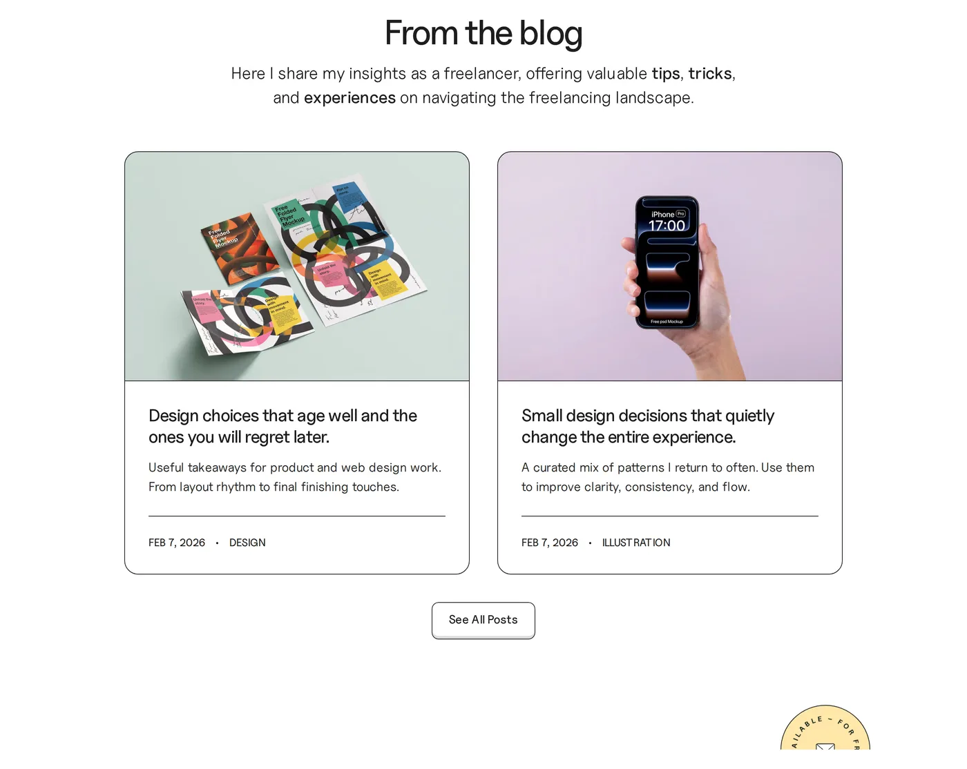 Meeko — screenshot of the blog section