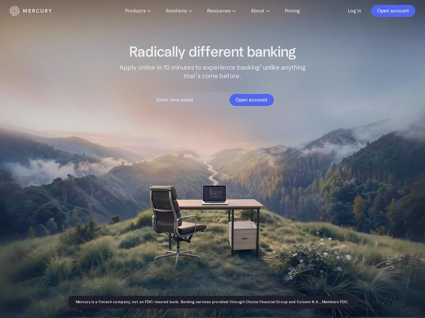 Mercury — screenshot of the hero section