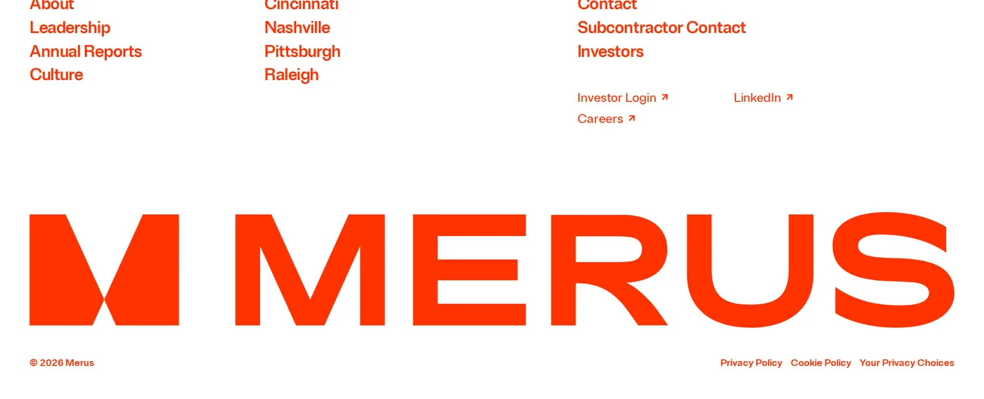 Merus — screenshot of the footer section