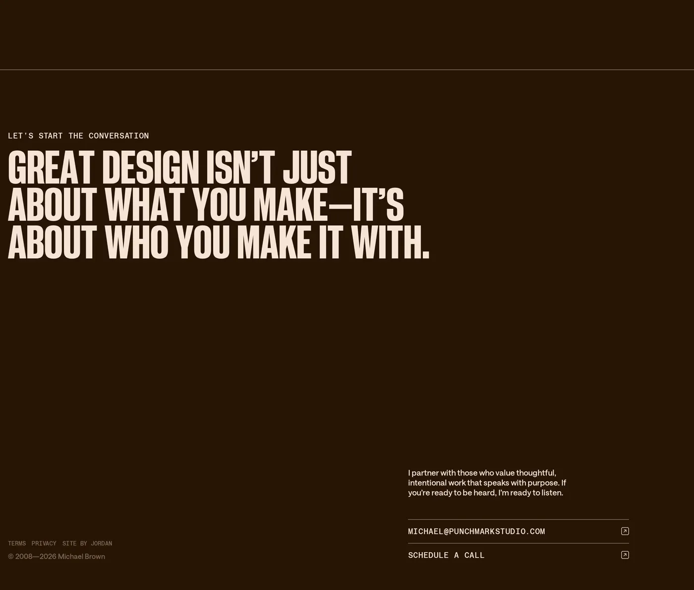 Michael Brown — screenshot of the footer section