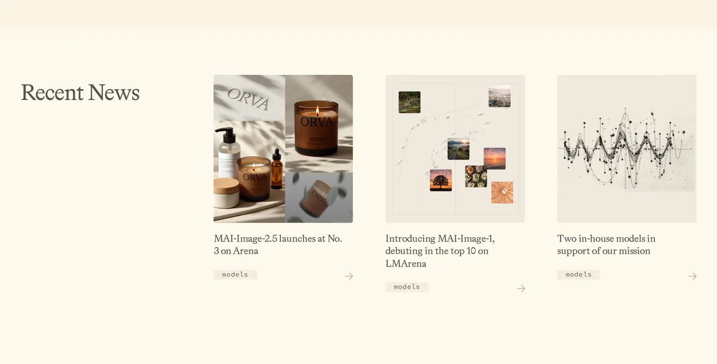 Microsoft AI — screenshot of the features section