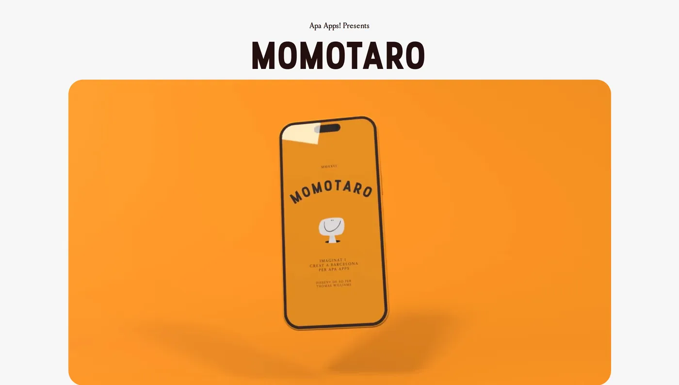 Momotaro — screenshot of the hero section