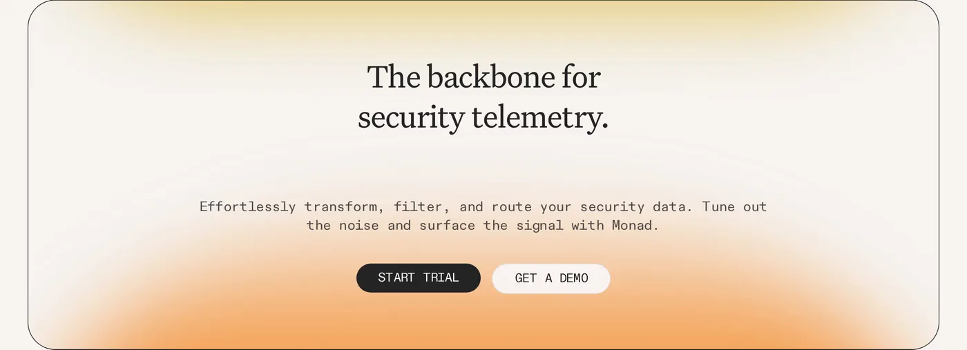 Monad — screenshot of the hero section
