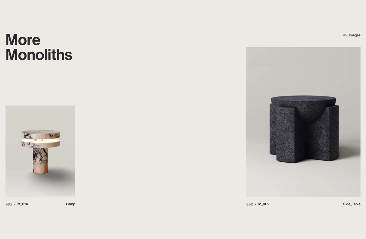 Monolith — screenshot of the products section