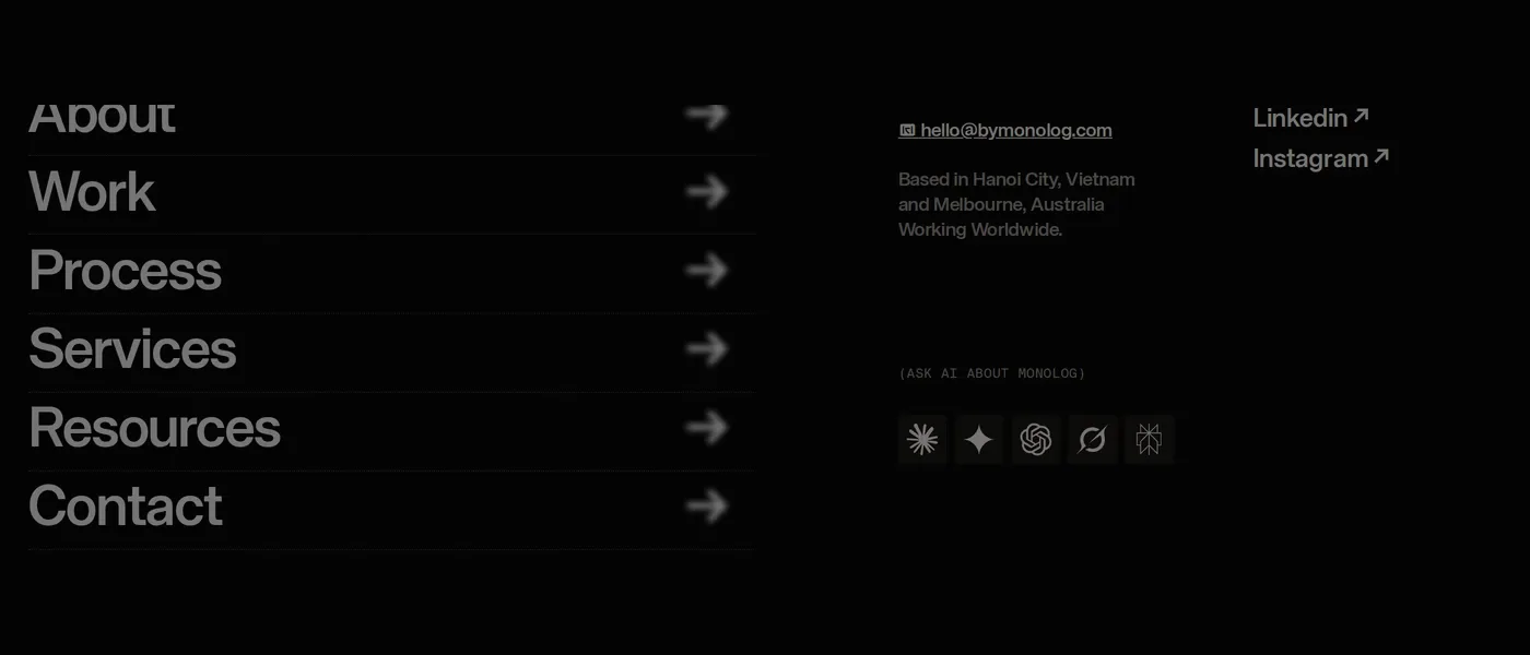 MONOLOG — screenshot of the footer section