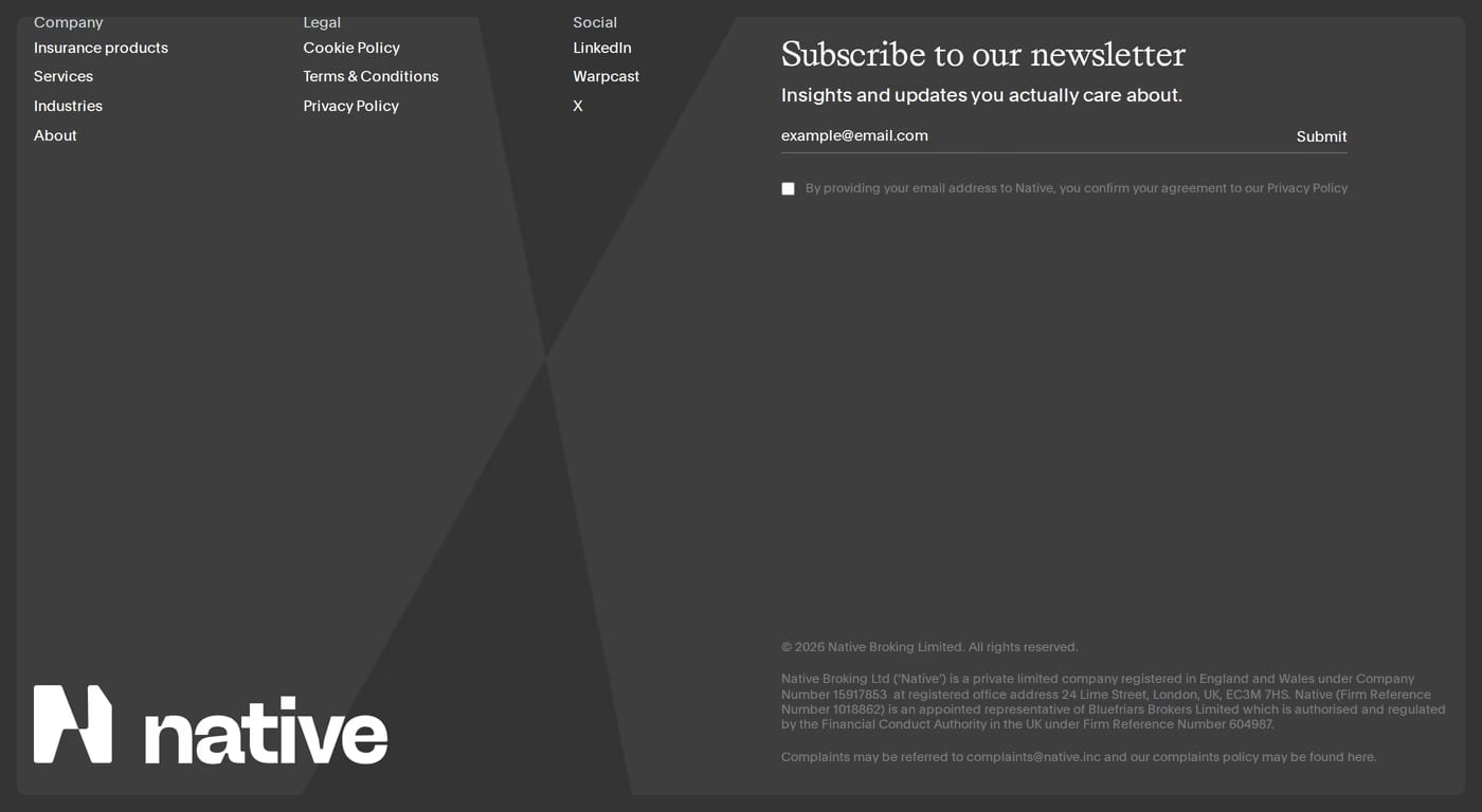 Native Footer section