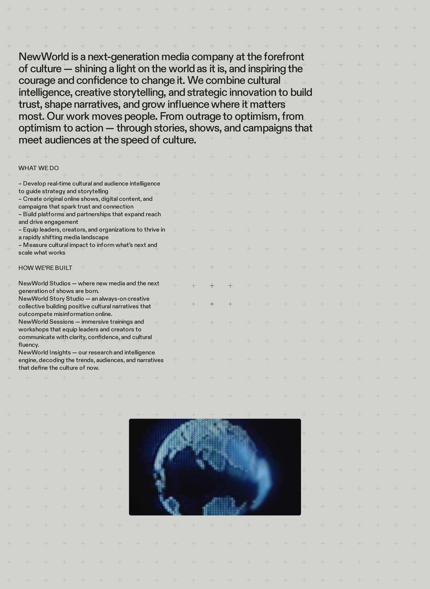 NewWorld — screenshot of the about section