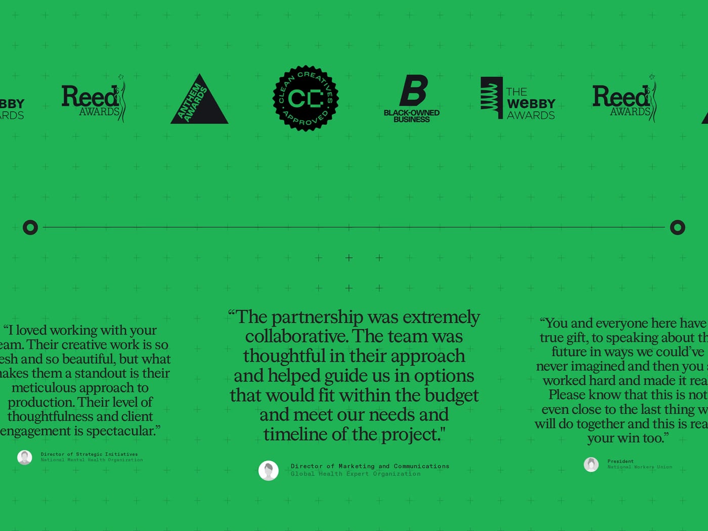 NewWorld — screenshot of the testimonials section