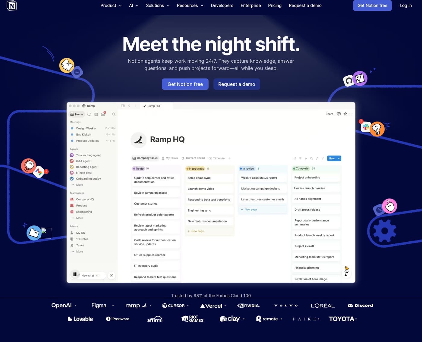 Notion — screenshot of the hero section