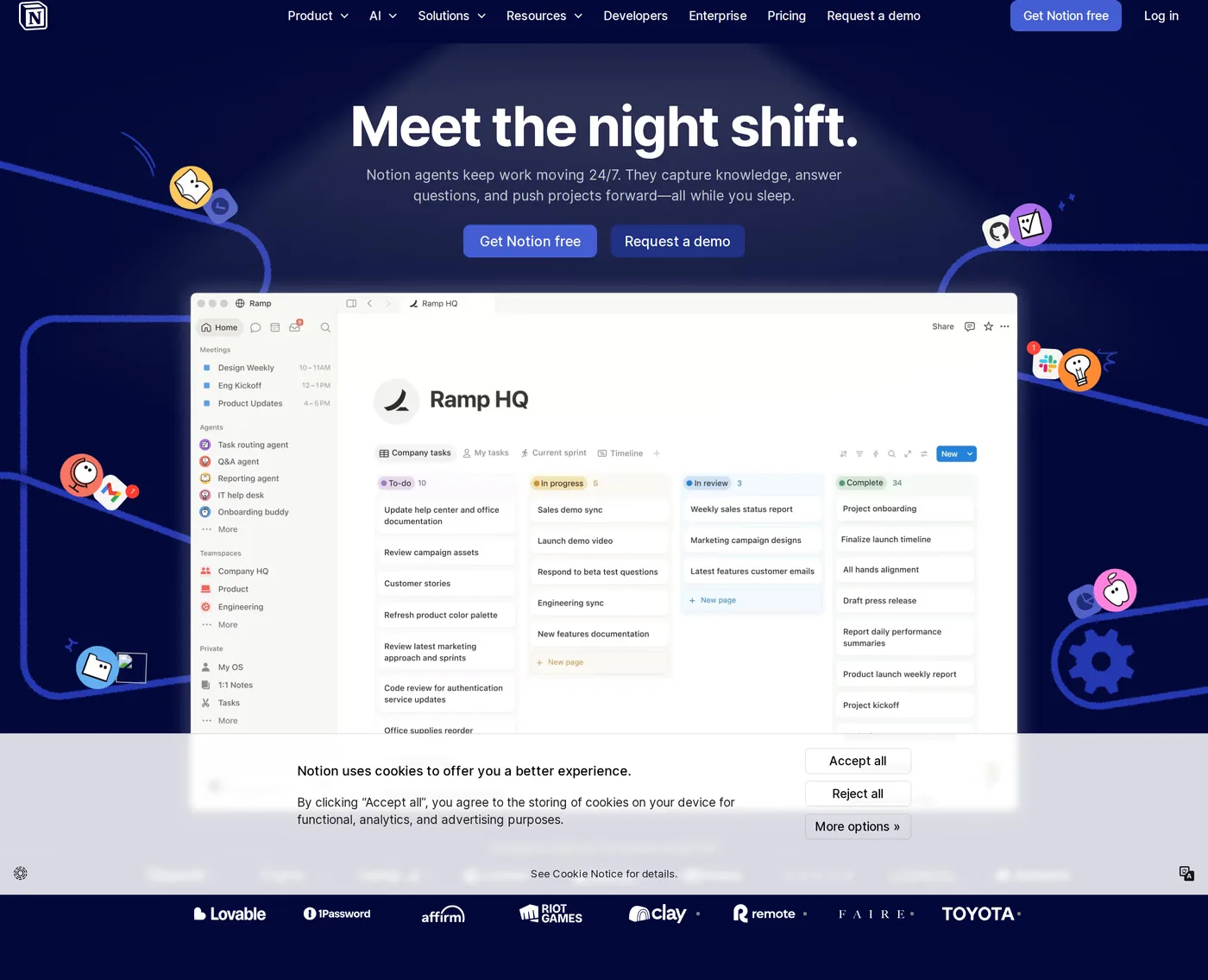 Notion — screenshot of the hero section