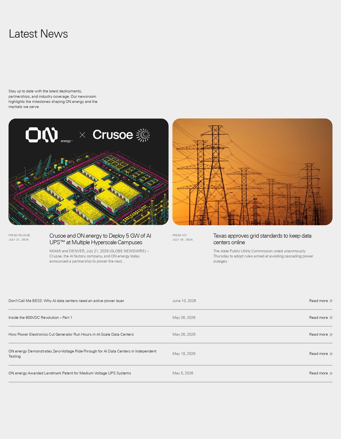 ON.energy Blog section
