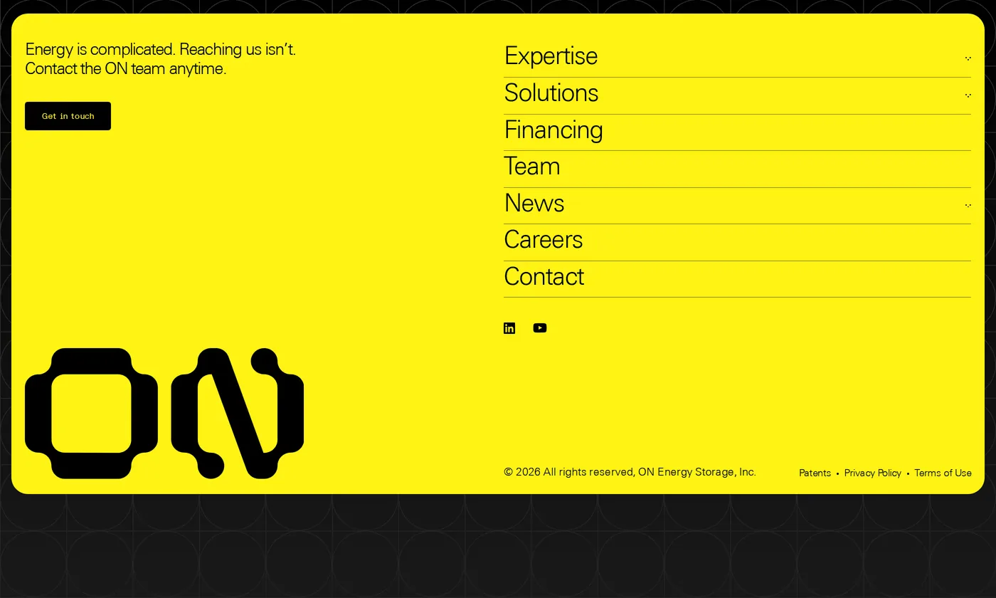 ON.energy — screenshot of the footer section