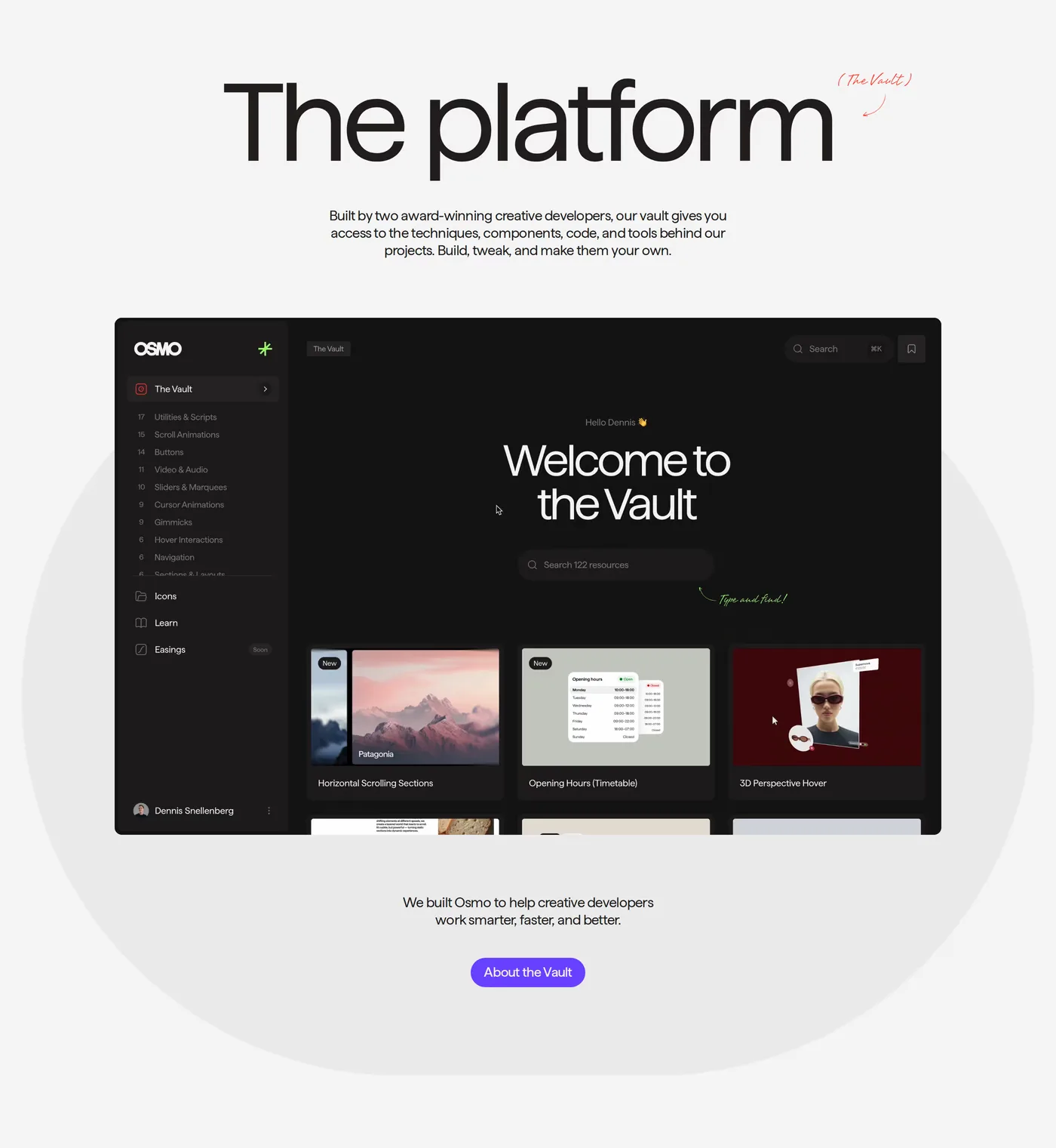 Osmo — screenshot of the hero section