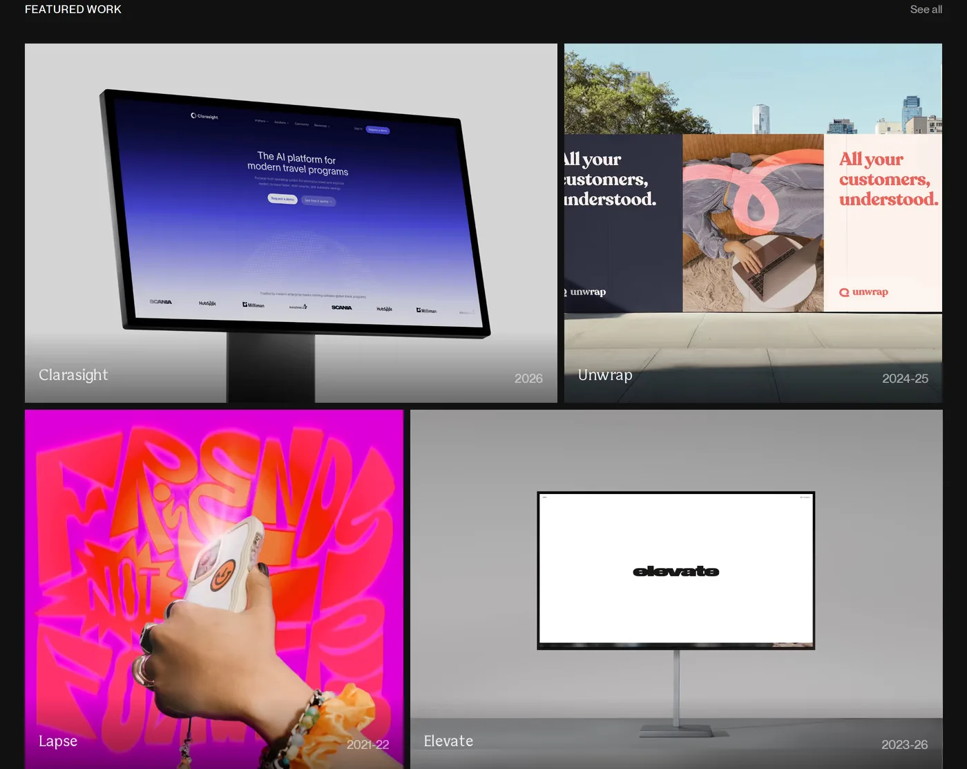 Our Life's Work ® — screenshot of the portfolio section