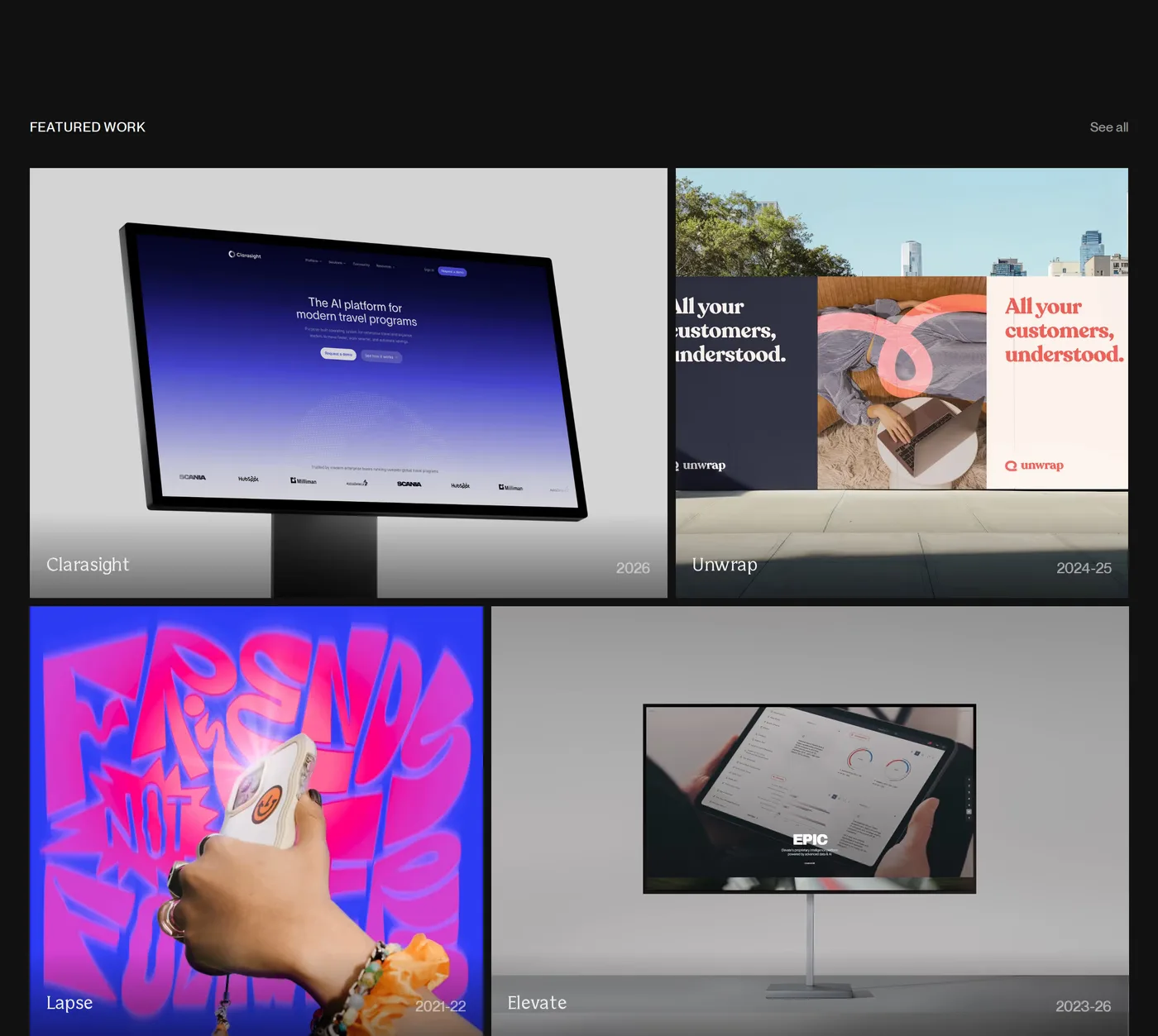 Our Life's Work ® — screenshot of the portfolio section