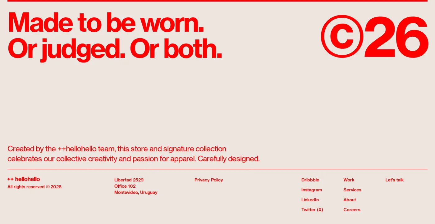 Outfit — screenshot of the footer section